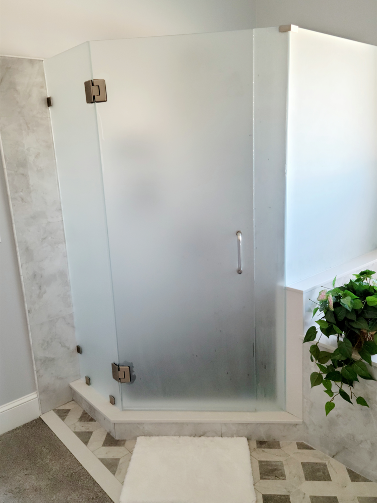 This low iron, frosted glass masterpiece is both bright white and private!